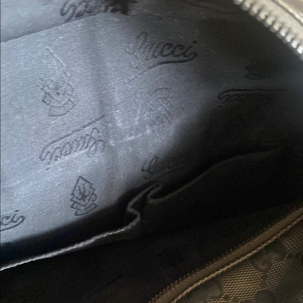 Gucci Black GG Monogram Tote Bag with Leather Trim - Picture 13 of 16